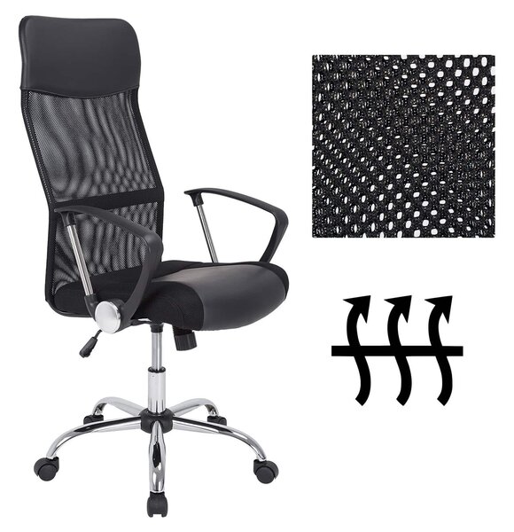 Casaria Deluxe irodai szék forgószék légáteresztő háttámlával fekete (100937)
