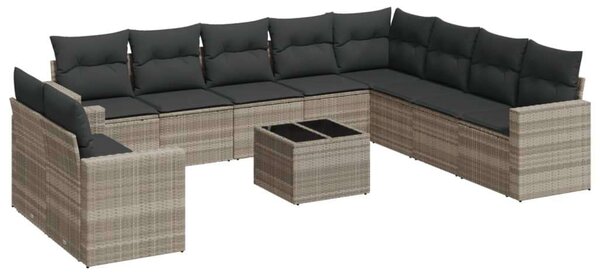 VidaXL Polyrattan Kerti Ülőgarnitúra - 11 részes - Világosszürke