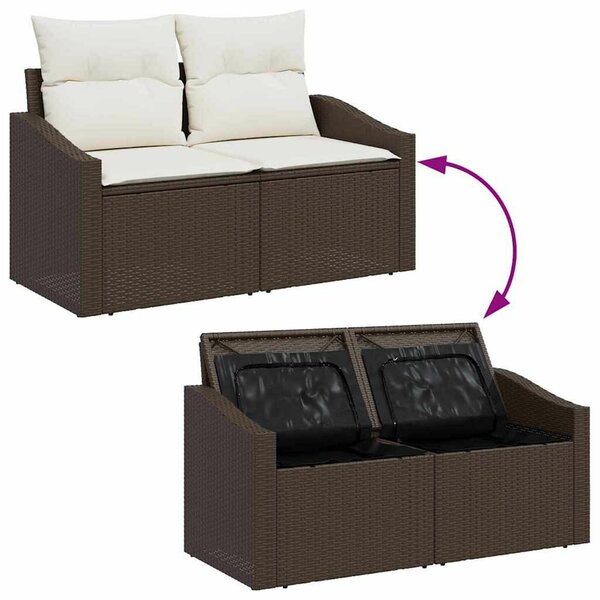 VidaXL Kerti Kanapé Szett párnával 6 pcs Barna és Krém polirattan