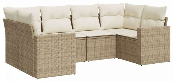 VidaXL 6 részes bézs polyrattan kerti ülőgarnitúra párnával