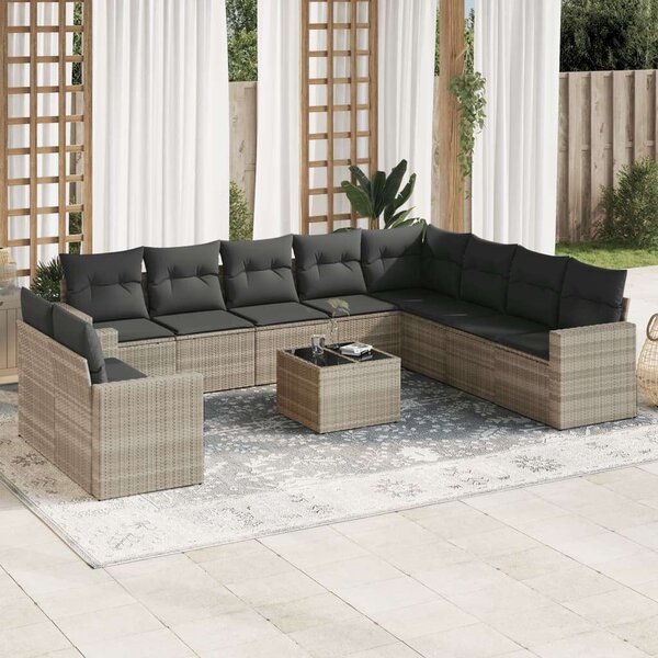 VidaXL Polyrattan Kerti Ülőgarnitúra - 11 részes - Világosszürke