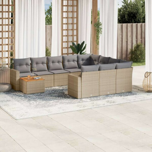 VidaXL Polyrattan Kerti Ülőgarnitúra - 11 részes - Bézs
