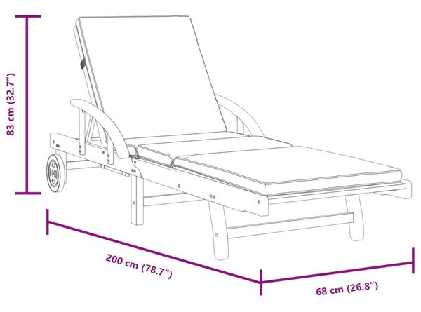 VidaXL Akácfa Napozóágy - 2 db - 200x68x83 cm