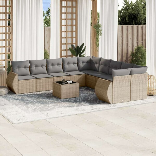 VidaXL Polyrattan Kerti Ülőgarnitúra - 11 részes - Bézs