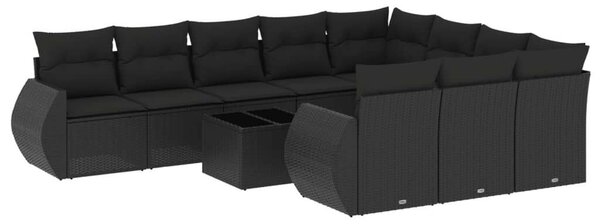 VidaXL Polyrattan Kerti Ülőgarnitúra - 11 részes - Fekete