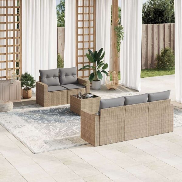 VidaXL Polyrattan Kerti Ülőgarnitúra - 6 részes - Bézs