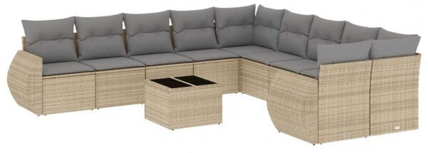 VidaXL Polyrattan Kerti Ülőgarnitúra - 11 részes - Bézs