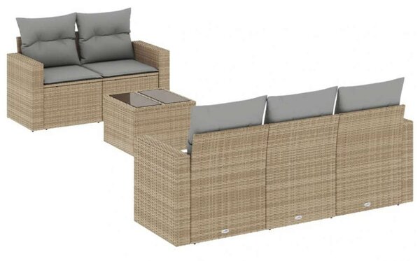 VidaXL Polyrattan Kerti Ülőgarnitúra - 6 részes - Bézs