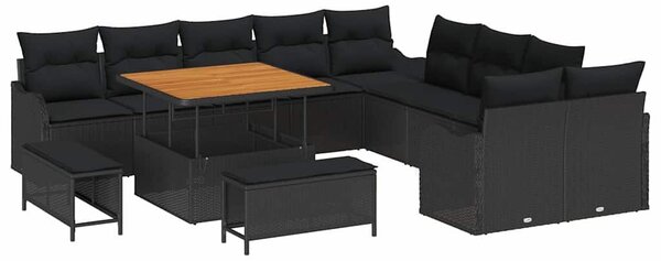 VidaXL Kerti Kanapé Szett párnával tárolóval 13 pcs Fekete