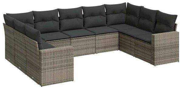 VidaXL Polyrattan Kerti Ülőgarnitúra - 9 részes - Szürke
