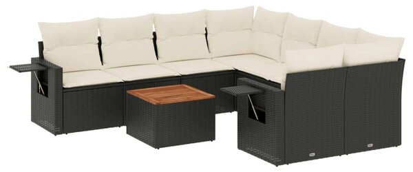 VidaXL Polyrattan Kerti Ülőgarnitúra - 9 részes - Fekete