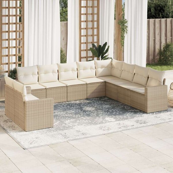 VidaXL Polyrattan Kerti Ülőgarnitúra - 10 részes - Bézs