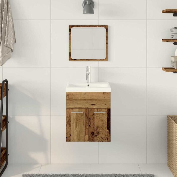 Fürdőszoba bútor szett 3 pcs Öreg fa 41 x 38.5 x 46 cm Faanyag