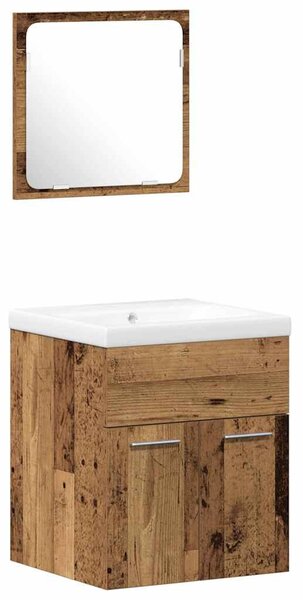 Fürdőszoba bútor szett 3 pcs Öreg fa 41 x 38.5 x 46 cm Faanyag