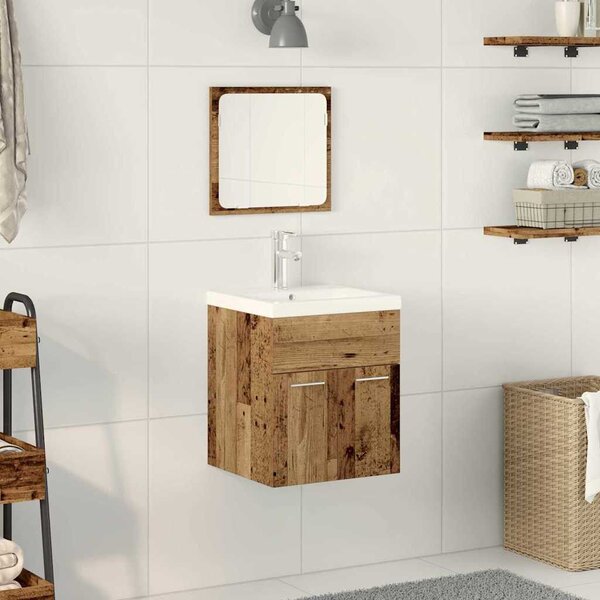 Fürdőszoba bútor szett 3 pcs Öreg fa 41 x 38.5 x 46 cm Faanyag