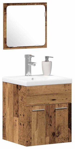 Fürdőszoba bútor szett 3 pcs Öreg fa 41 x 38.5 x 46 cm Faanyag