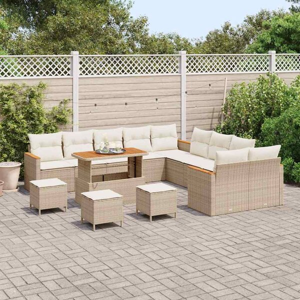 VidaXL Kerti Kanapé Szett párnával 18 pcs Beige és krém polirattan