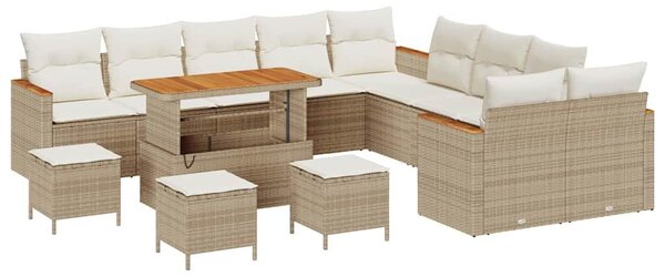 VidaXL Kerti Kanapé Szett párnával 18 pcs Beige és krém polirattan