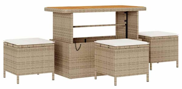 Kerti Kanapé Szett párnával tárolóval 14 pcs Bézs Poli rattan