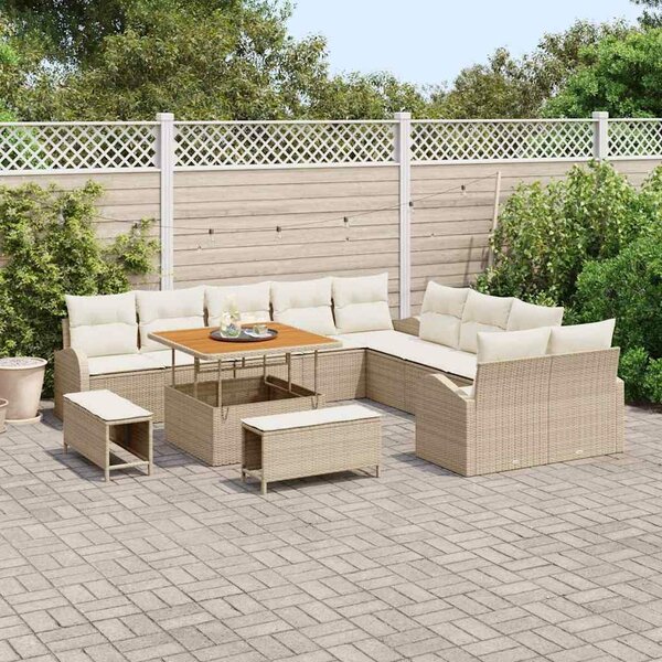 VidaXL Kerti Kanapé Szett párnával tárolóval 13 pcs Beige és krém