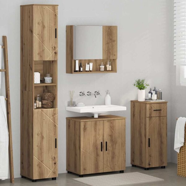 Fürdőszoba bútor szett 4 pcs kézműves tölgy 61 x 35 x 64 cm