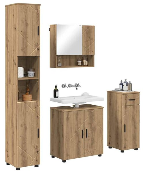 Fürdőszoba bútor szett 4 pcs kézműves tölgy 61 x 35 x 64 cm