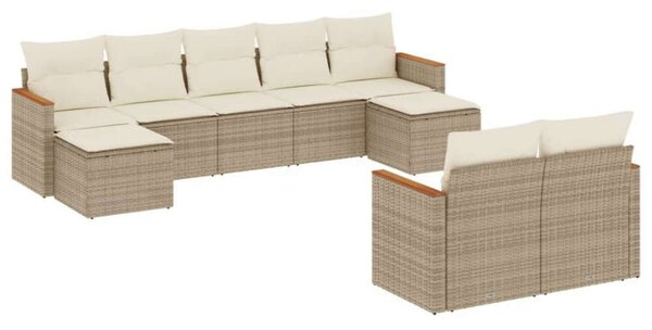 VidaXL Polyrattan Kerti Ülőgarnitúra - Bézs - 9 részes