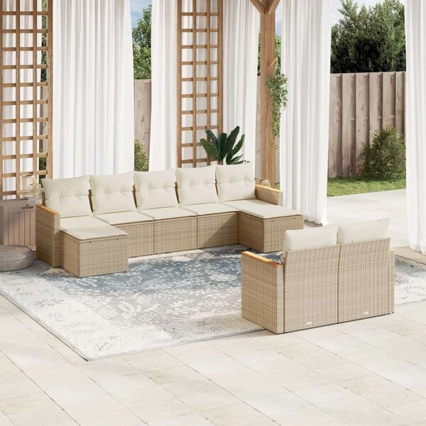 VidaXL Polyrattan Kerti Ülőgarnitúra - Bézs - 9 részes