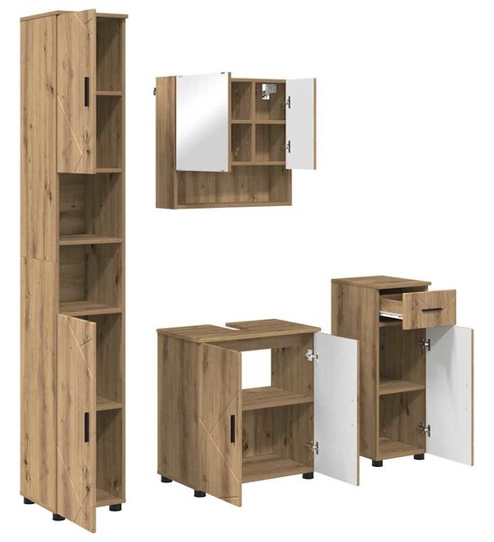Fürdőszoba bútor szett 4 pcs kézműves tölgy 61 x 35 x 64 cm