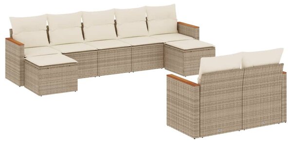 VidaXL Polyrattan Kerti Ülőgarnitúra - Bézs - 9 részes