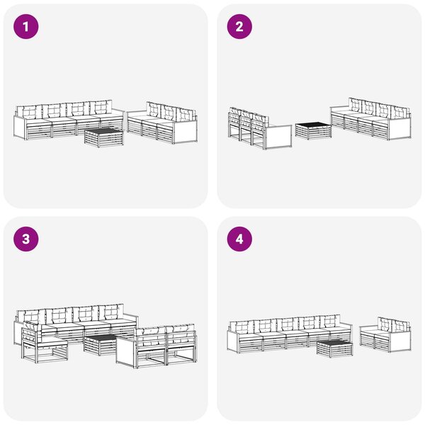VidaXL Kültéri kanapé szett párnával 8 pcs Természetes és antracit