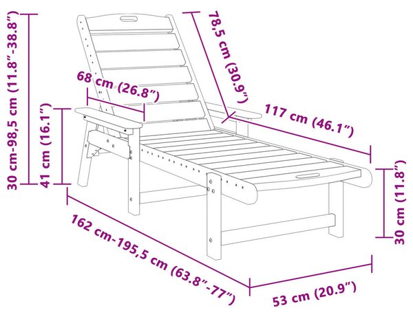 Nyugágy 2 db Tengerészkék 162x53x98.5 cm HDPE