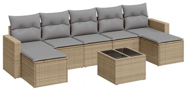 VidaXL Polyrattan Kerti Ülőgarnitúra - 8 részes - Bézs