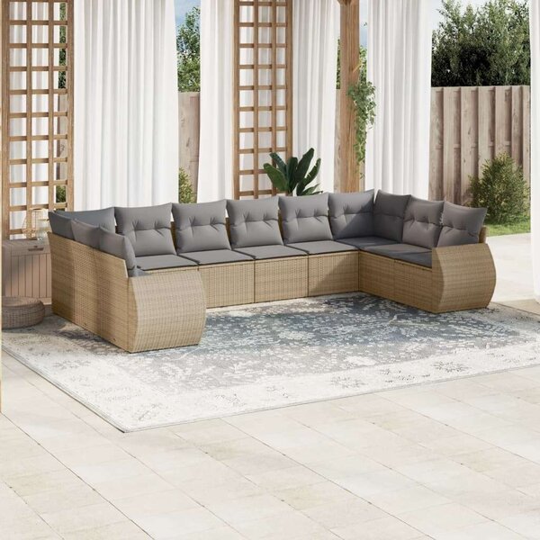 VidaXL Polyrattan Kerti Ülőgarnitúra - Bézs - 10 részes
