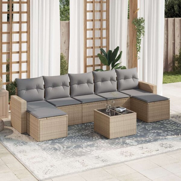 VidaXL Polyrattan Kerti Ülőgarnitúra - 8 részes - Bézs