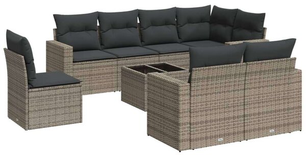 VidaXL Polyrattan Kerti Ülőgarnitúra - 9 részes - Szürke