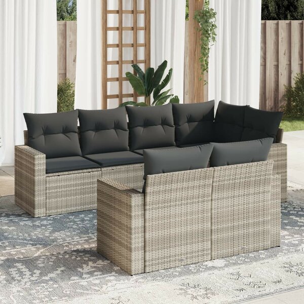 VidaXL Polyrattan Kerti Ülőgarnitúra - 7 részes, Világosszürke