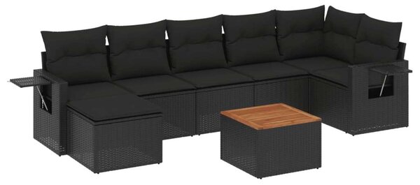 VidaXL Polyrattan Kerti Ülőgarnitúra - 8 részes - Fekete