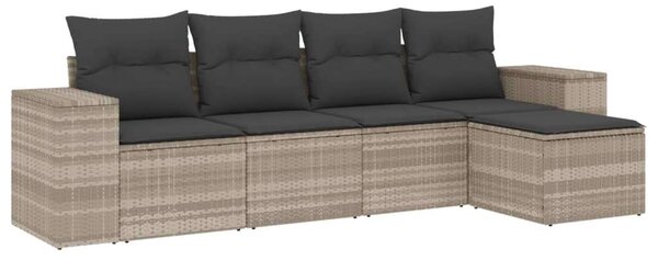 VidaXL Polyrattan Kerti Ülőgarnitúra - 5 részes - Világos Szürke