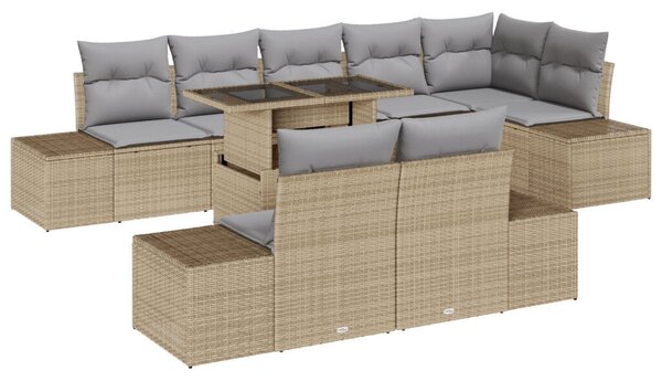 Kerti Kanapé Készlet 9 darabos Világosszürke Rattan
