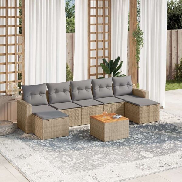 VidaXL Polyrattan Kerti Ülőgarnitúra - 8 részes - Bézs