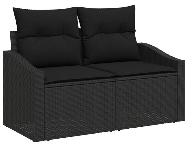 4 részes kertiszófa szett párnákkal - Fekete poli rattan