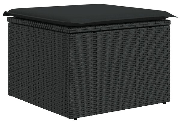 4 részes kertiszófa szett párnákkal - Fekete poli rattan
