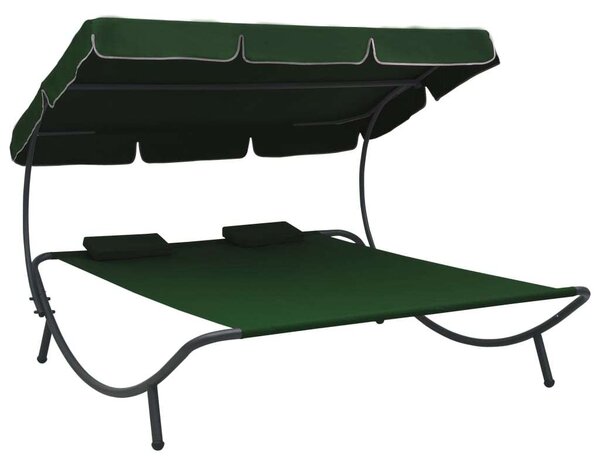 VidaXL Két Személyes Napozóágy - Zöld - 200x173x135cm