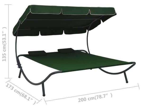 VidaXL Két Személyes Napozóágy - Zöld - 200x173x135cm