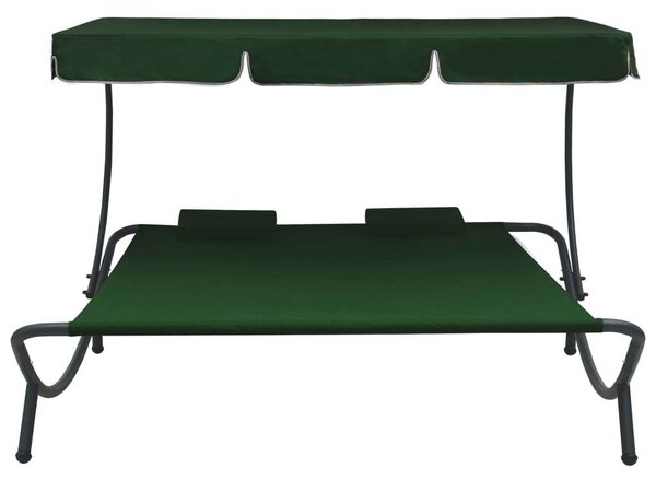 VidaXL Két Személyes Napozóágy - Zöld - 200x173x135cm