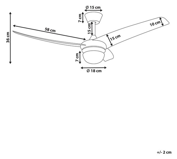 Mennyezeti ventilátor világítással JIBOA Távirányítóval Fekete
