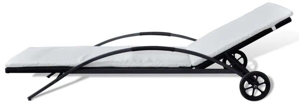 VidaXL Napozóágy - Fekete Polyrattan - 200cm