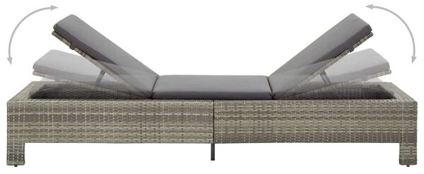 VidaXL szürke polyrattan napozóágy párnával