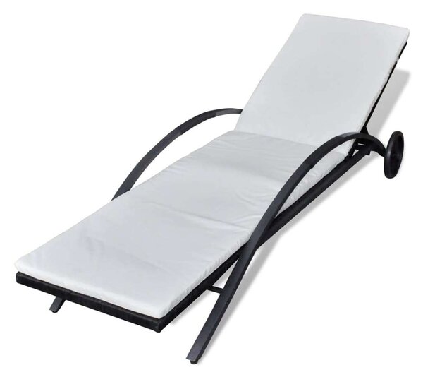 VidaXL Napozóágy - Fekete Polyrattan - 200cm